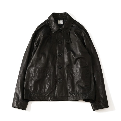 21FW Capital Leather Drop Shoulder Jacket Black