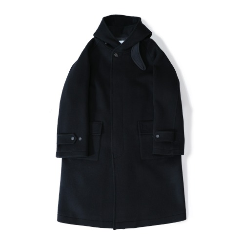 21FW Longgrove Wool Hood Long Coat Black